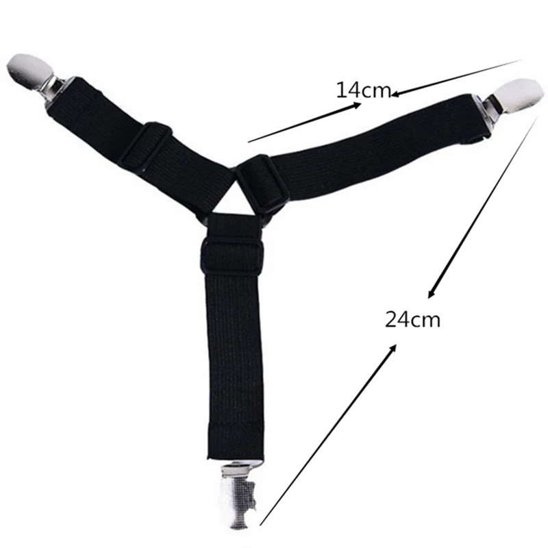 Bed Sheet Fastener 4Pcs/Set Clip Grippers Suspender Cord Hook Loop Clasps Adjustable Elastic Mattress Cover