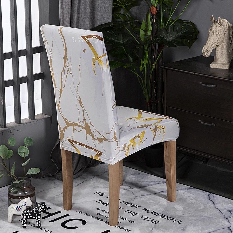 Мраморный белый свадебный стул Чехлы для столовой офисные банкетные чехлы для стульев эластичный материал