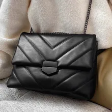 

Quilted Shoulder Bags Women's Luxury Pu Leather Crossbody Bag V-line Small Flap Messenger Bag Female Brand Designer Handbags Sac