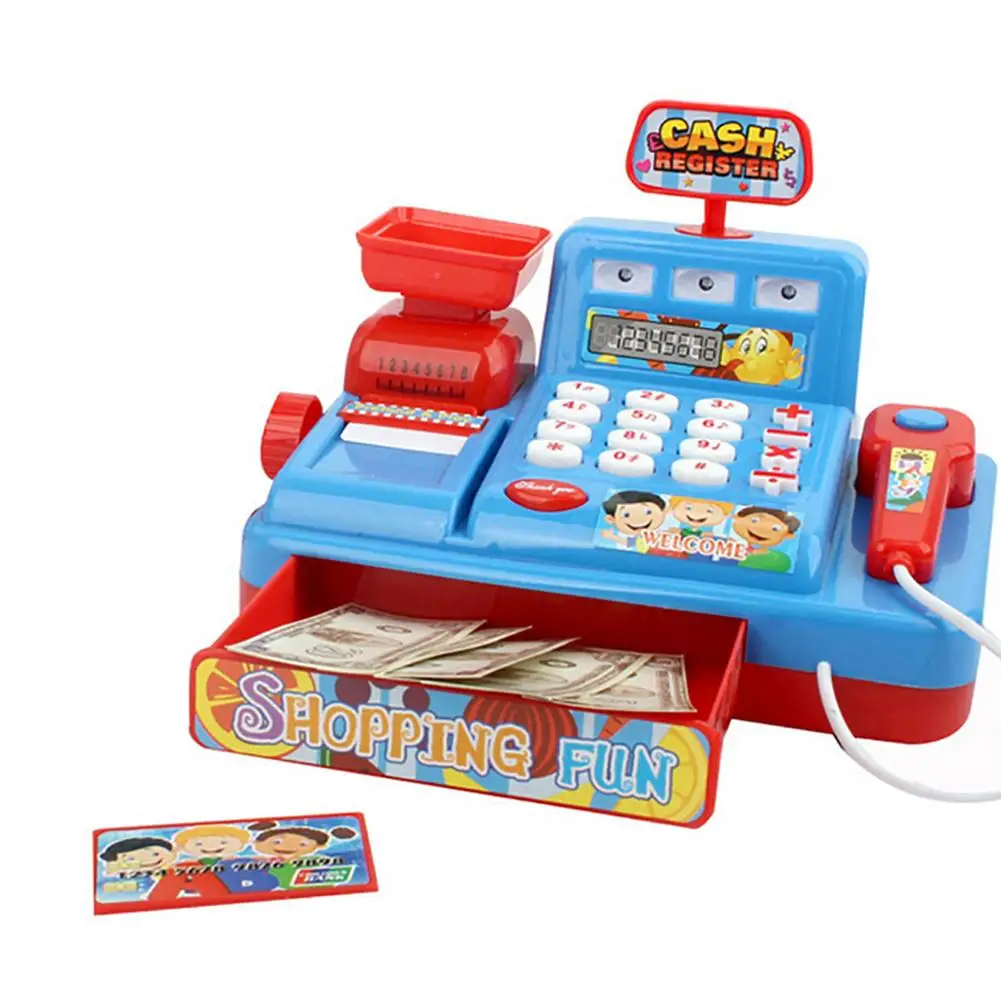 Kids Cash Register Toy Child Simulated Music Light Market Cash Register Kids Role Play Puzzle Toy Gift Early Educational Toys 2