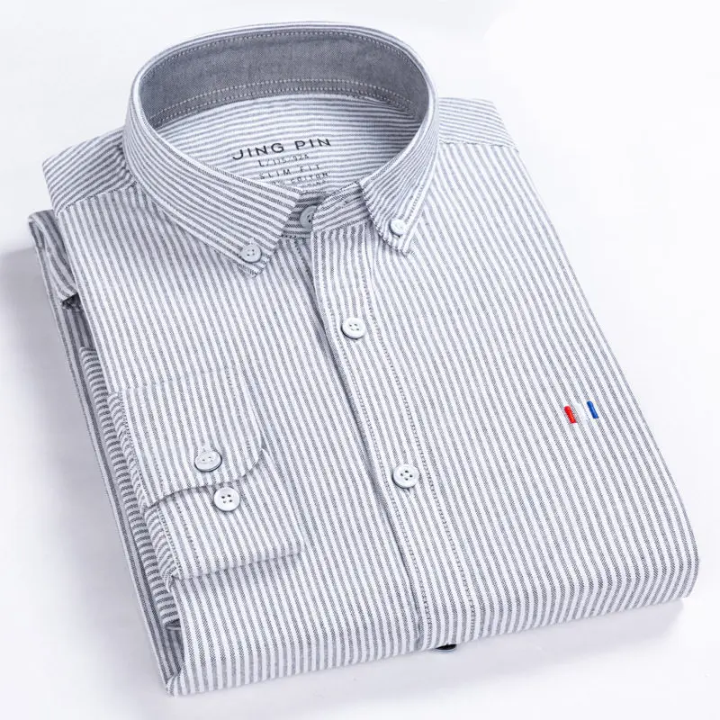 Мужская Повседневная рубашка BOLUBAO, модные однотонные рубашки с отложным воротником и длинными рукавами, хлопковые мужские рубашки в клетку, одежда - Цвет: Gray Bar