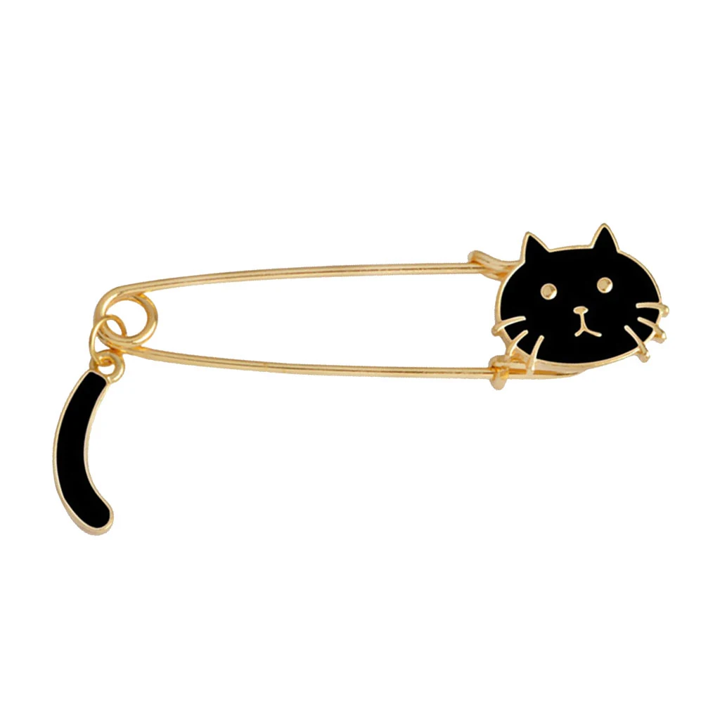 Charm Cat Brooch Pin Gold Men Woman Jewelry Large Safety Pin Sweater Clip Guard Safety Pin Brooch