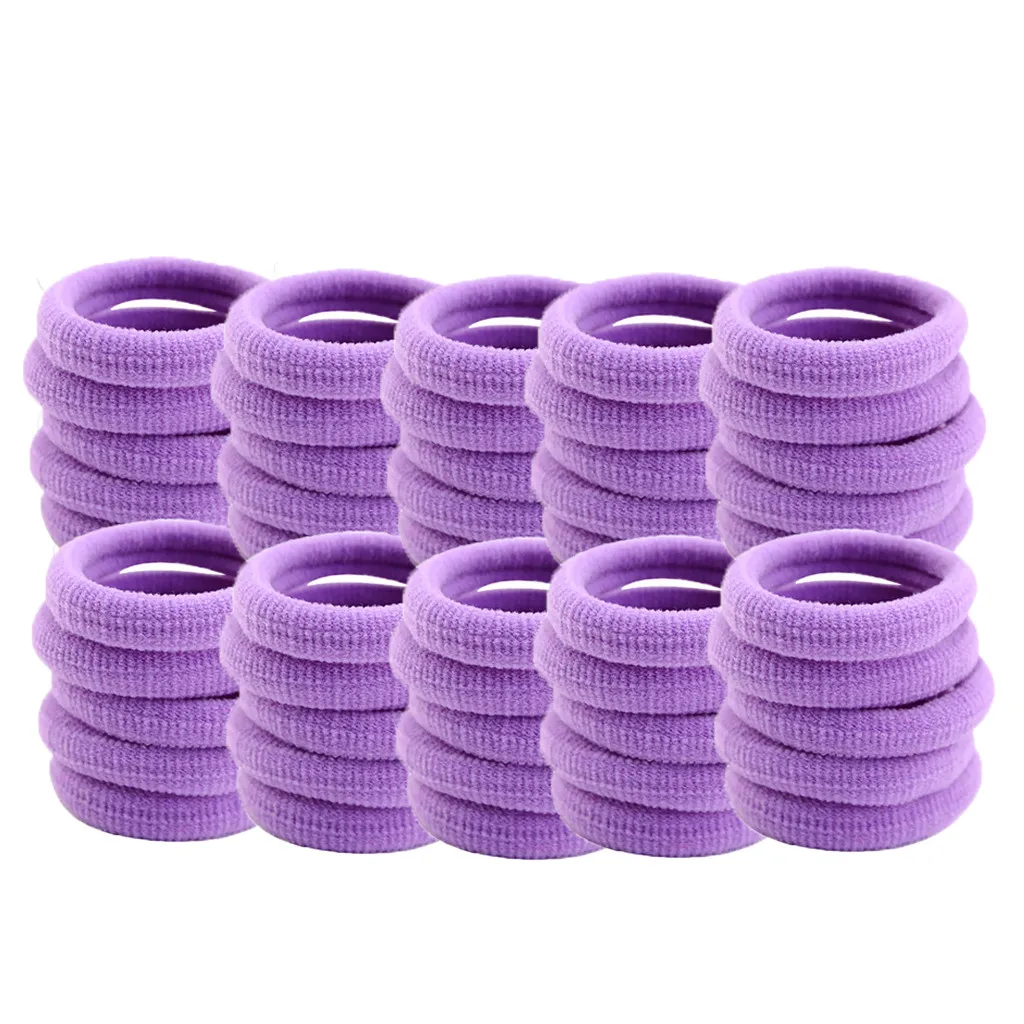 Purple 50 шт., женские эластичные резинки для волос, веревка, кольцо, аксессуары для волос, новинка, резинка для хвоста держатель ленты, Аксессуары 8,22 - Цвет: Purple