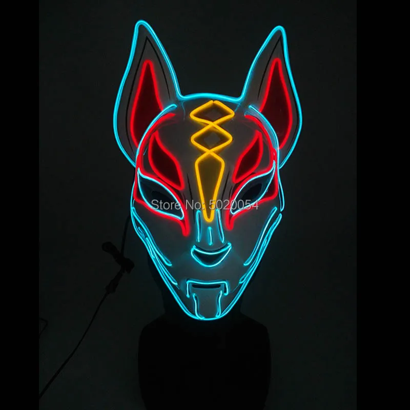 plus size costumes New Luminous Halloween Party Mask EL Wire Glowing Mask Japanese Anime Cosplay LED Costume Fox Mask for Carnival Party Supplies naruto cosplay