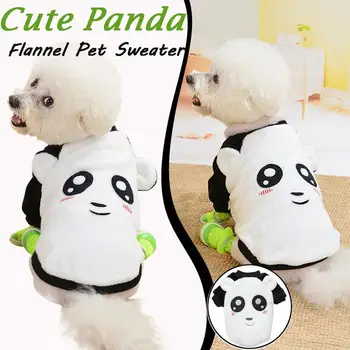 

1P Pet Milk Dog Flannel Clothes Cute Dog Puppy Clothing Sweater Small Puppy Shirt Soft Autumn/Winter Pet Coats Cute Pandas
