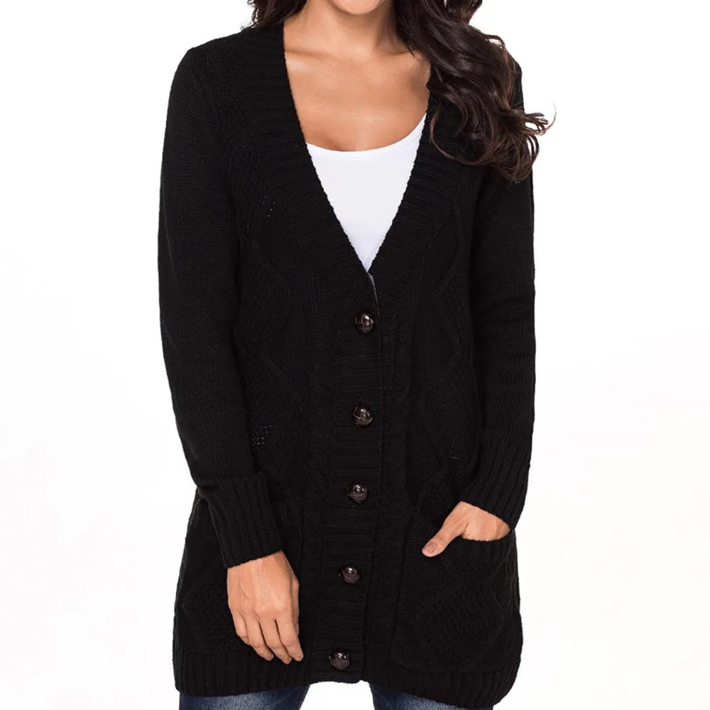

High Quality Women Kintted Sweater 2019 Fall and Winter Soft Warm Knitwear Loose Causal Plus Size Long Knit Cardigan 5 Colors