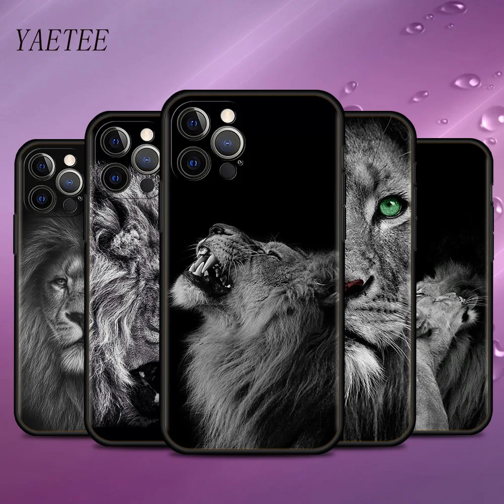 Animal Lions Case For Apple iPhone 13 12 Mini 11 Pro Max 7 8 Soft Phone Coque X XS XR 6 6S Plus SE 2020 Black Silicone Capas | Мобильные