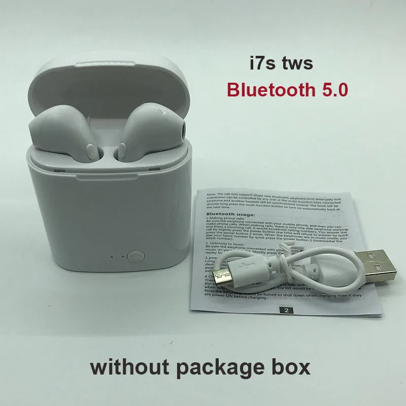 Новые i7s tws pk i14 tws беспроводные bluetooth наушники 5,0 Bluetooth мини наушники гарнитура для iPhone samsung xiaomi Android - Цвет: Белый