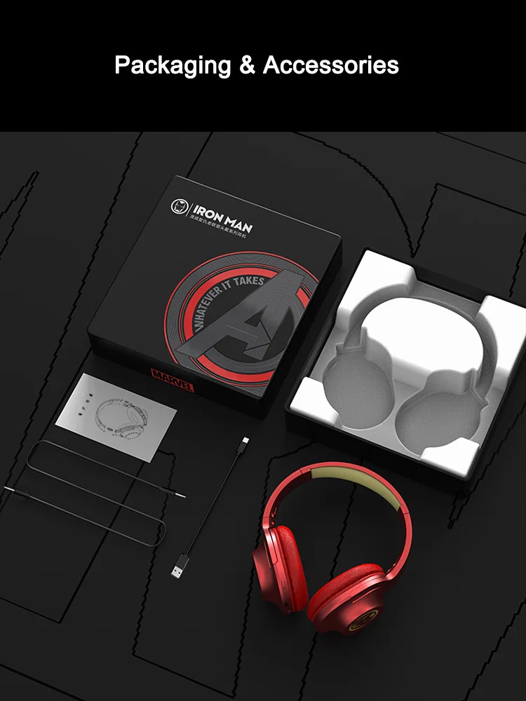 Marvel's original Spider-Man V5.0 Bluetooth Headset Iron Man Wireless Stereo Headset Captain America