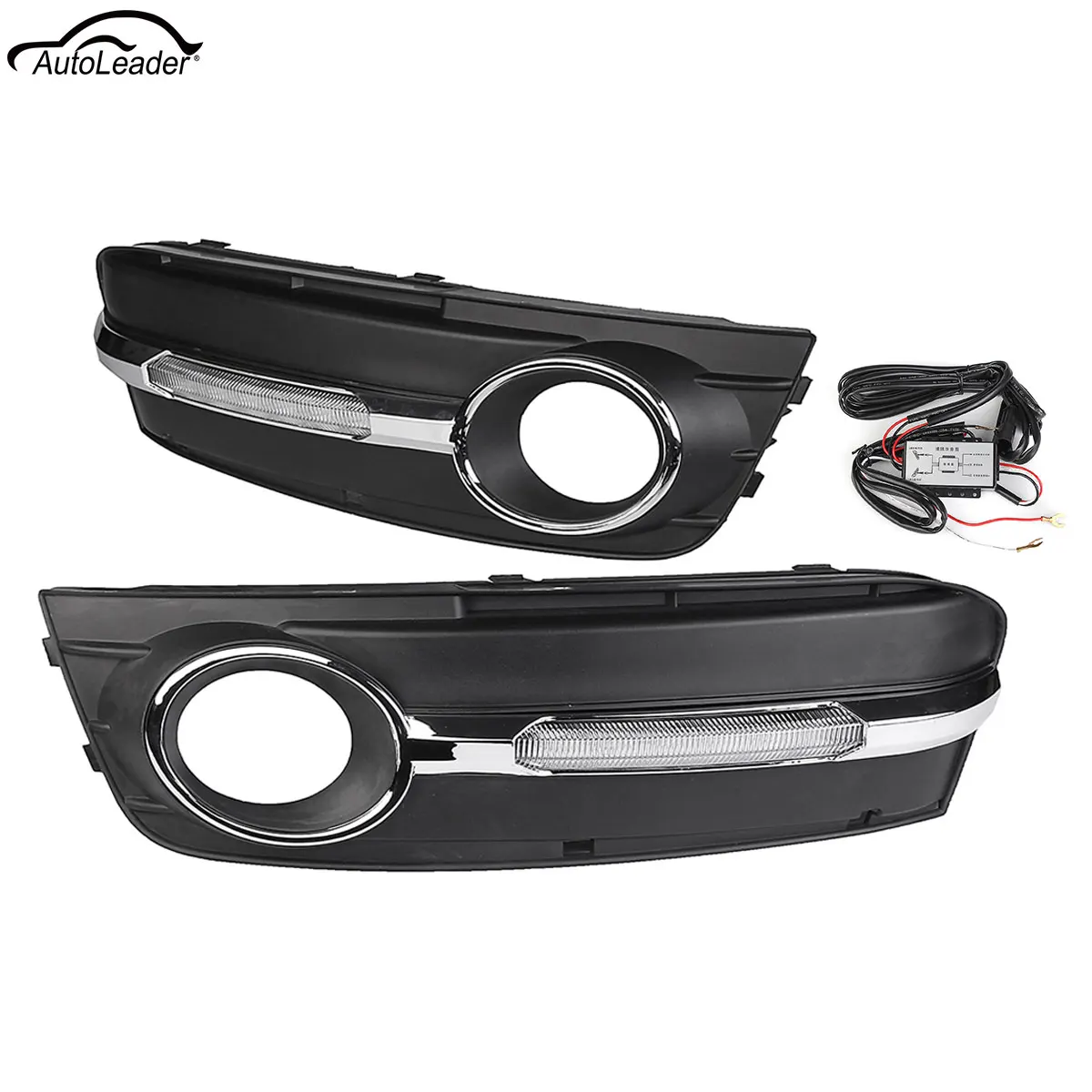 

Modified Car Flashing 1 Set For Audi A4 B8 2009 2010 2011 LED DRL Daytime Running Lights Daylight Fog Lamp cover hole w/Harness