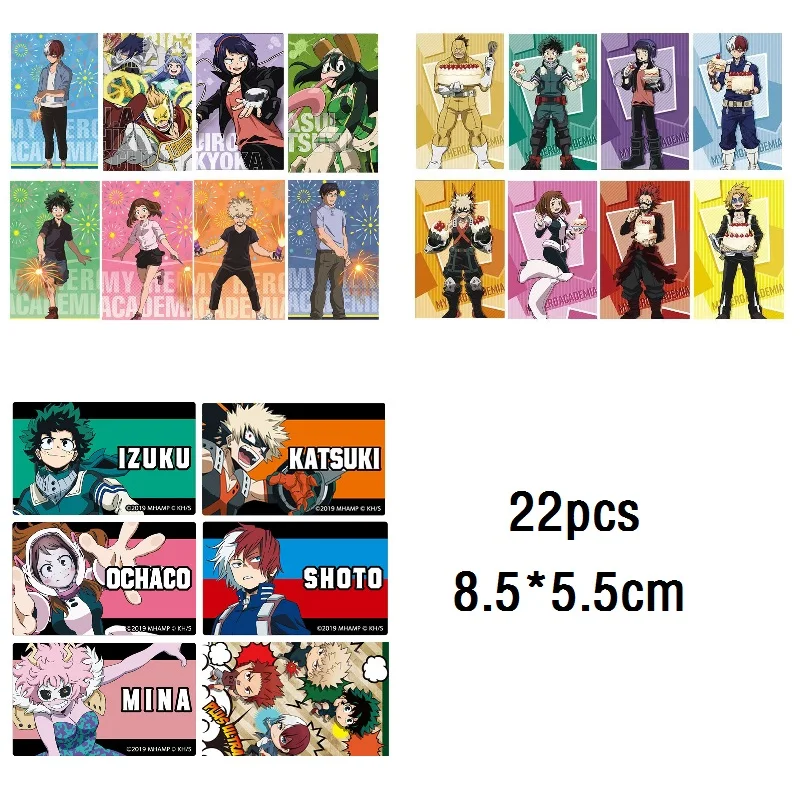 22pcsset My Hero Academia Card Stickers Midoriya Izuku All·Might Bakugou Katsuki Todoroki Shoto Bus Card ID Bank Cards Stickers (21)