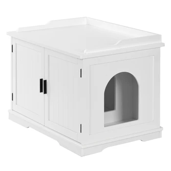 

Two Colors FCH Cat Litter Box Enclosure Cabinet Large Wooden Indoor Storage Bench Furniture for Living Room Bedroom Bathroom