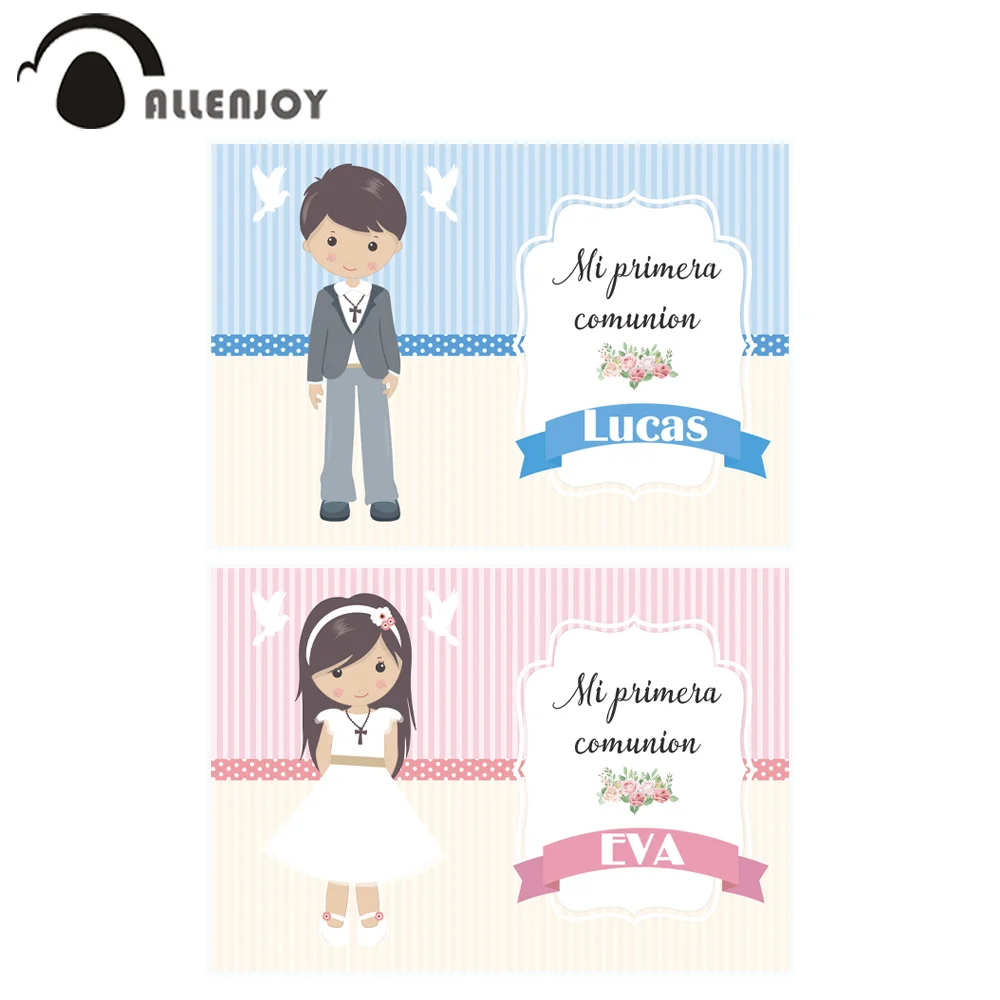 

Allenjoy Stripes Party Wall Decor Dots Flowers My First Communion Boy Girl Event Backdrop Child Baptism Photophone Banners