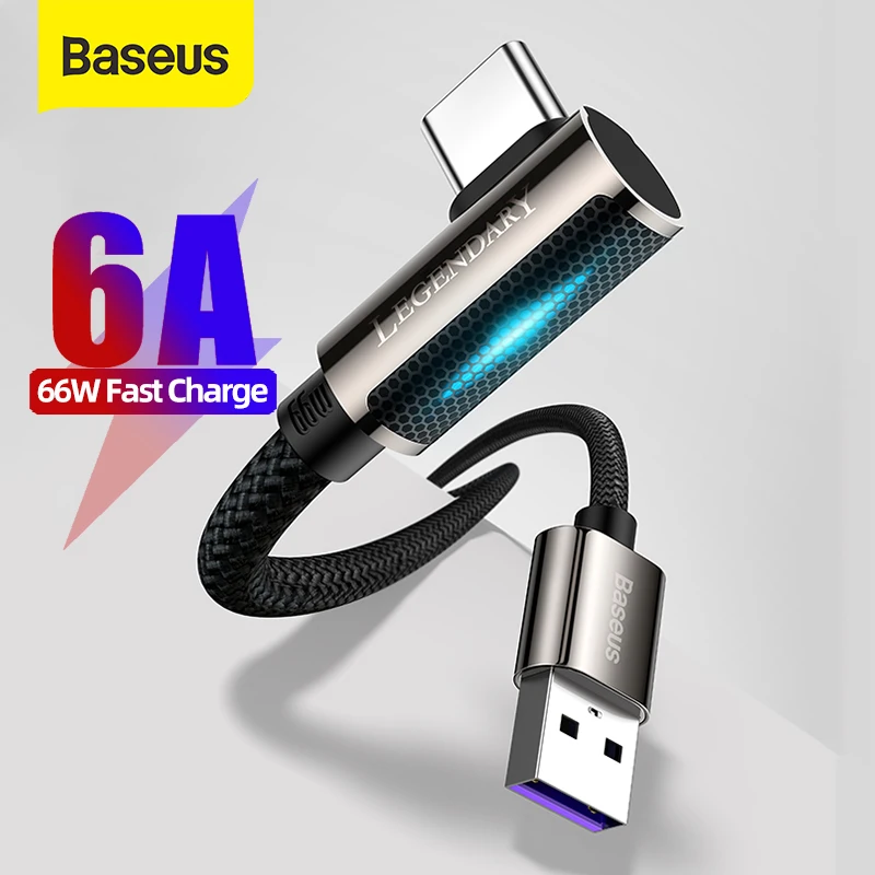 Кабель Baseus USB Type-C 6 А для Huawei P40 P30 Mate 40 30 Pro 66 Вт | Мобильные телефоны и аксессуары