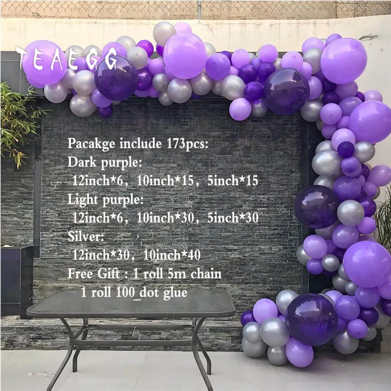 birthday decor 173 шт. темно-фиолетовый Серебряный пастельный шар гирлянда арочный комплект для взрослых 28-й День рождения украшение Globo фон детский душ - Цвет: birthday decor