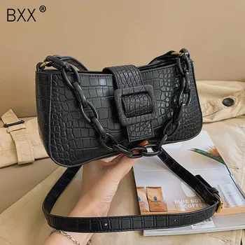 

[BXX] Crocodile Pattern PU Leather Bags For Women 2020 Handbags And Purses Female Fashion Travel Crossbody Shoulder Bag 8A925
