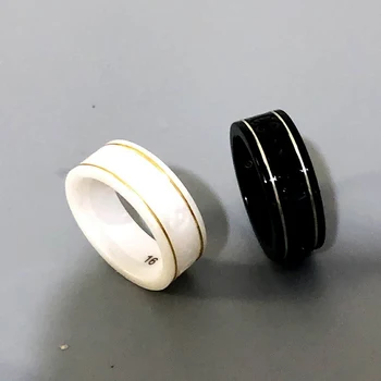 

2020 Woman Luxury brands Logo high quality Black and white ceramic Ring 1:1 original Jewelry Couples ring Fashion boutique gifts