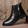 Vintage Men Boots Top Quality Plush Warm Winter Boots Men Casual Shoes Genuine Leather Ankle Boots Male Side Zipper Brogue Shoes ► Photo 1/6
