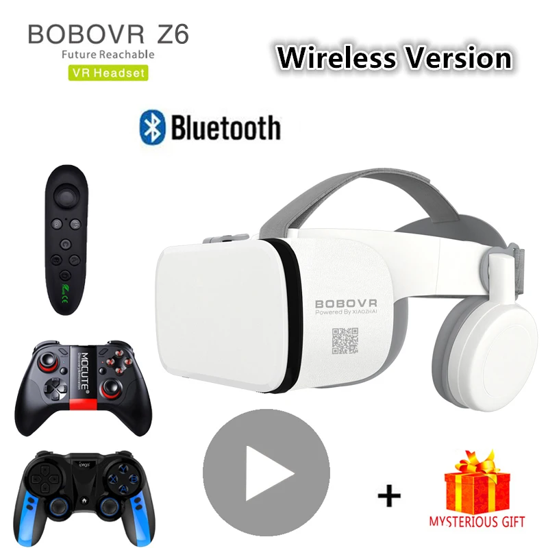 Viaar-binoculares de realidad virtual para teléfono inteligente, gafas 3D VR con auriculares, Bobovr Z6 con Bluetooth