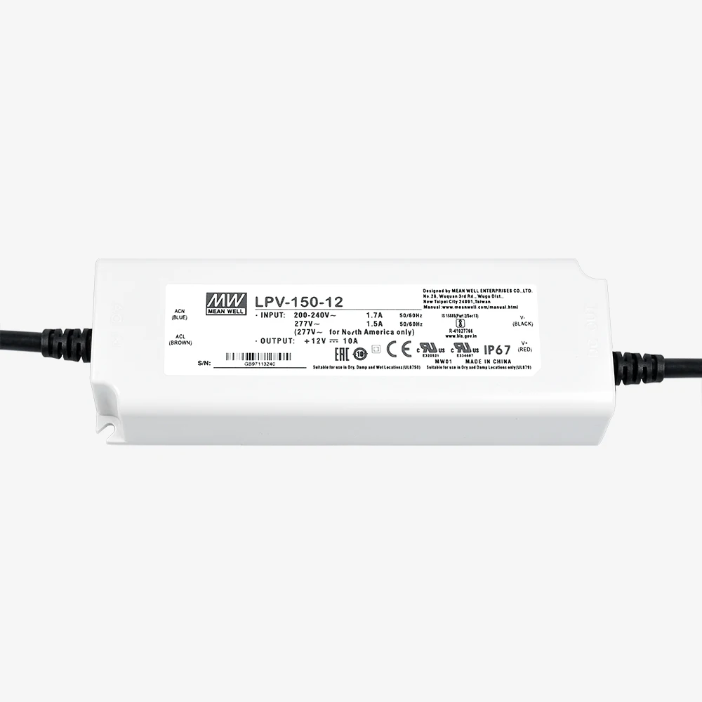 Водонепроницаемый источник питания Meanwell LPV-150-12 вход 200-240 В | Лампы и освещение