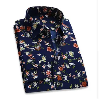 

2019 Retro Floral Printed Man Casual Shirts Fashion Classic Men Dress Shirt Breathable Men's Long Sleeve Brand Clothing YN552
