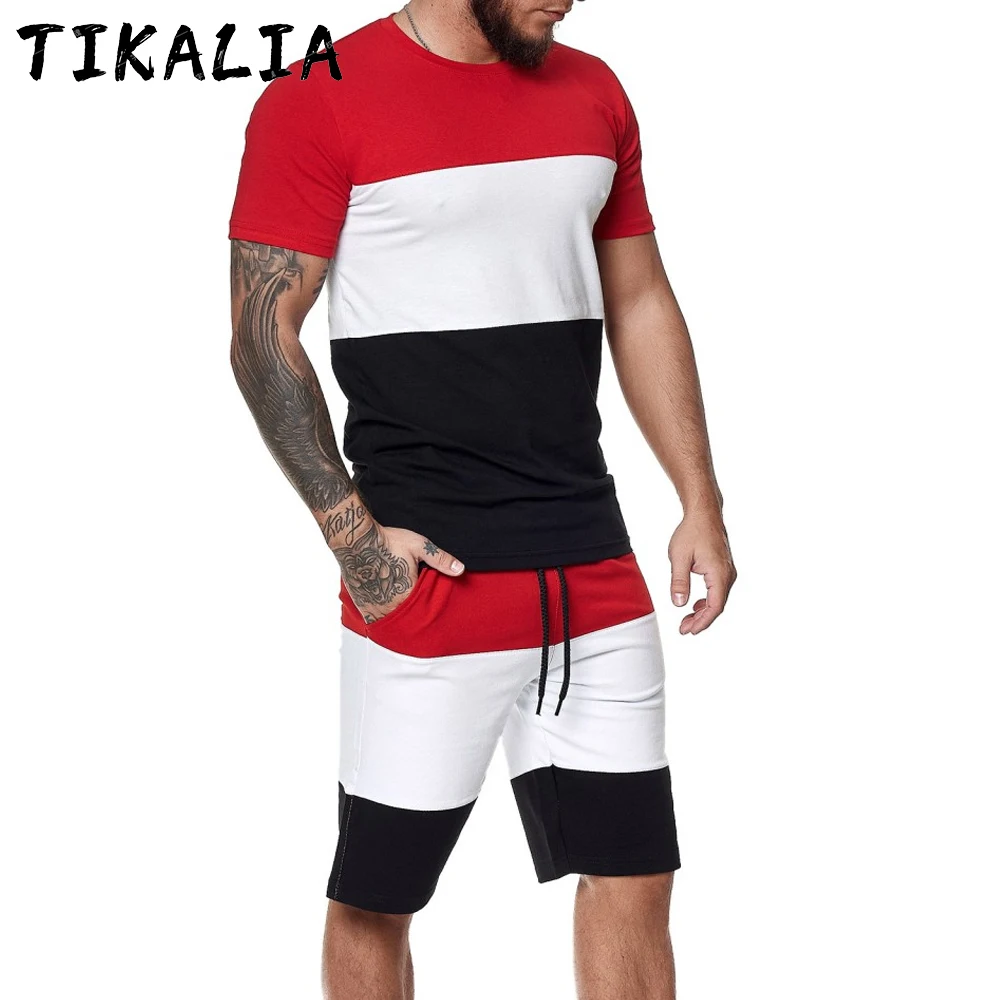 Chándal de manga corta para hombre, ropa de deporte y entrenamiento, conjunto de pantalones cortos, camiseta y pantalones cortos de verano, 2 piezas, 2021