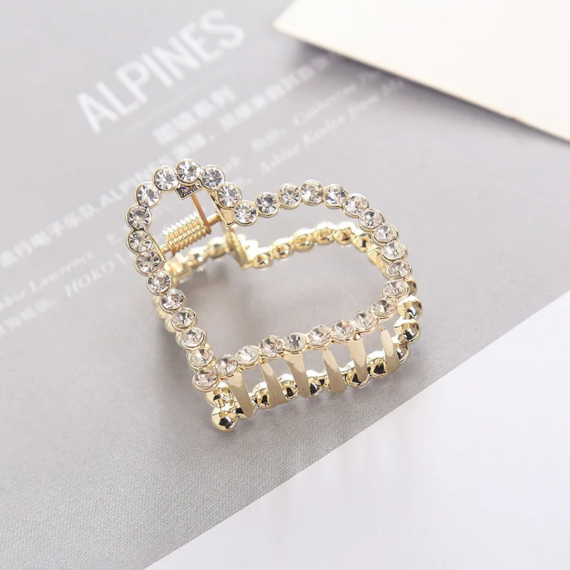 1Pc Geometric Pearl Hair Clip Crab Claw For Women Girls Hollw Full Rhinestone Metal Hair Claws Heart Fashion Hair Accessorie - Цвет: 6