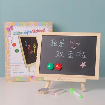 

Students Small Wooden Blackboard Double-sided Children's Drawing Board With Bracket Can Wall Hanging Magnetic White Board