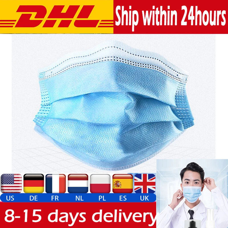 

Fast Shipping Mask Disposable Mask 3 layers mouth mask Dust Printing Respirator Valve Mask Breathable DROPSHIPPING