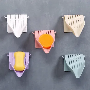 

Creative Soap Dish Adhesive Drain Sponge Holder Self Shower Soap Holder Draining Soap Box for Kitchen Bathroom