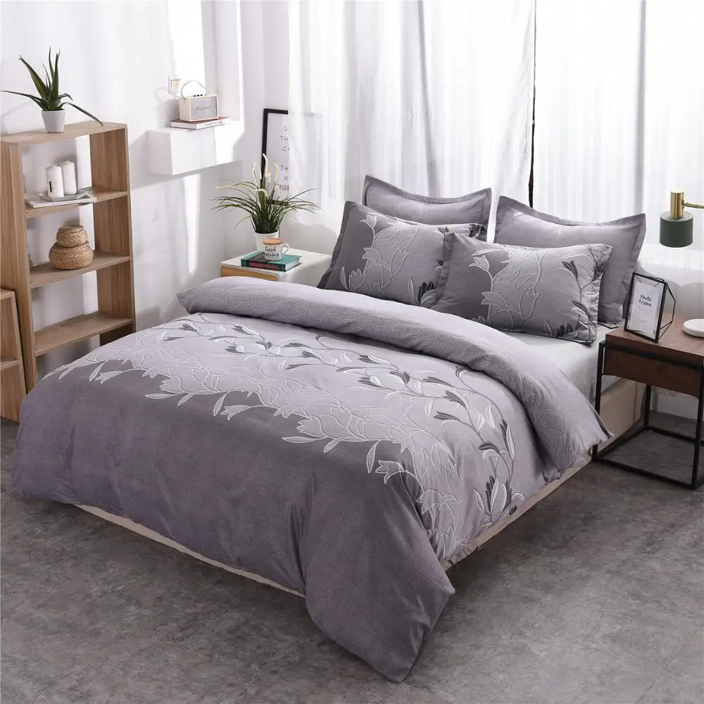 

claroom Bedding Set Simple solid color printing Duvet Cover Set Quilt cover Pillowcase Bed Linen 2/3pcs FF99#