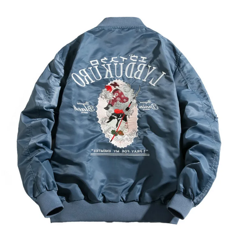 

Men Bomber Jacket Embroidery Autum Winter Pilot Japanese Fashion Letter Baseball Coat streetwear Male 2022