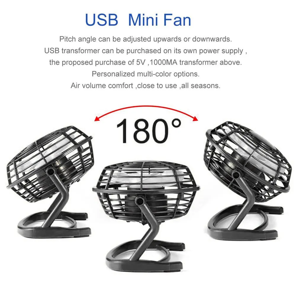 Portable USB Mini Fans Small Desk 4 Blades Cooler Cooling Fan DC 5V Operation Super Mute Silent PC Laptop Notebook