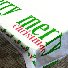 Рождественская Банкетная скатерть 110X180 см, новогодние вечерние прямоугольные скатерти из ПВХ с принтом, рождественские украшения для стола