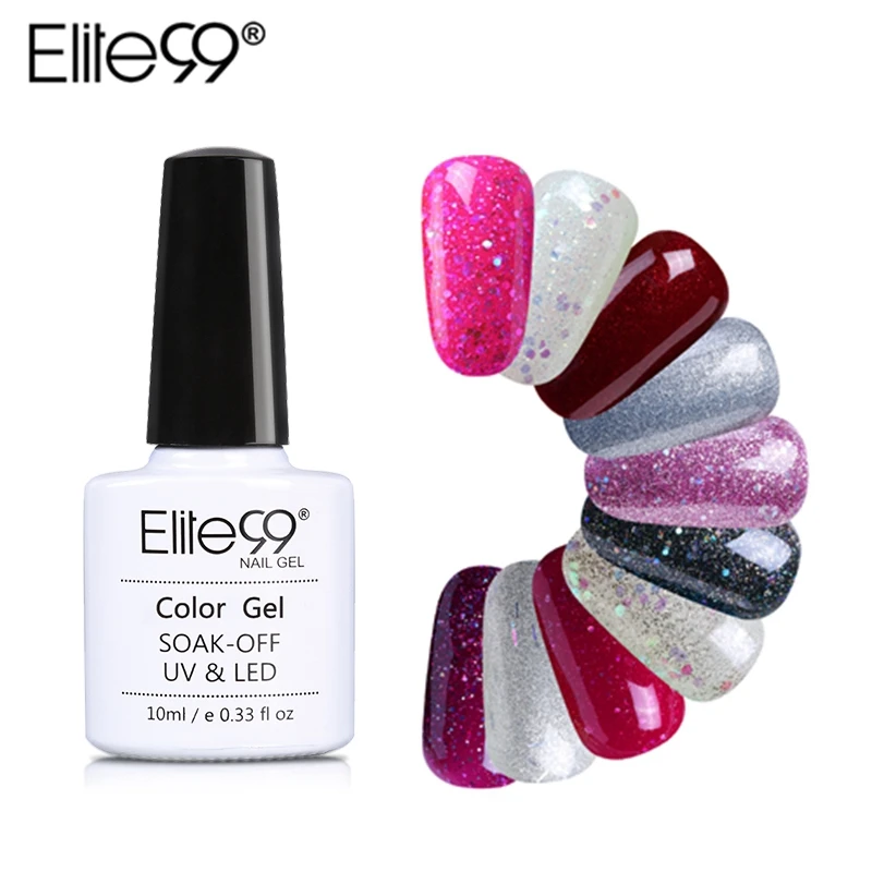  Elite99 10ml Glitter Pearl Nail Gel Polish Soak Off UV Gel Varnish Semi Permanent Glitter Manicure 