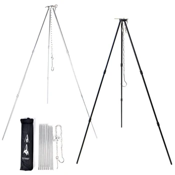 

Protable Outdoor Picnic Cooking Tripod Hanging Pot Durable Convenient Strorage Tripod Hanging Pot Camping Tools1