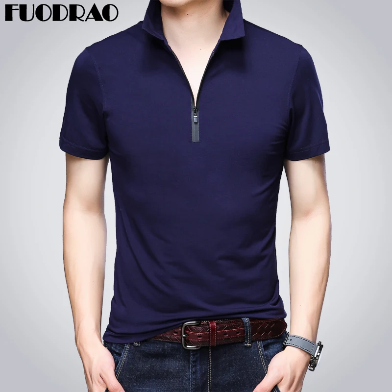 Polos originales MIACAWOR para hombre, camisas entalladas de manga corta con cremallera hombre - AliExpress