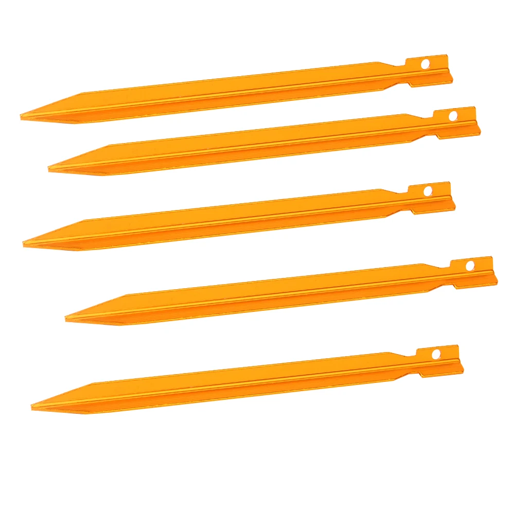 5Pc Y-beam Design Ultralight Aluminum Tent Stake With Guy Line Hole Pig Tail