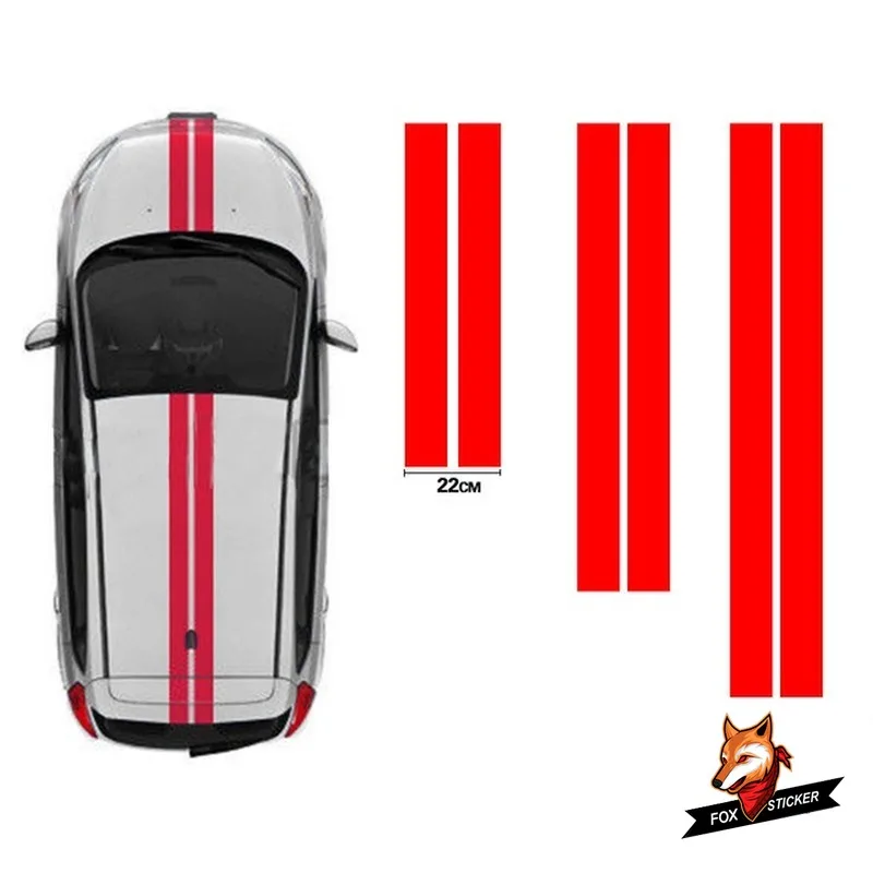 

Bonnet & Rear Racing Stripes Graphics Stickers Decals Car Styling Accessories Roof Stickers FOR Citroen C2 OTT004 Roof