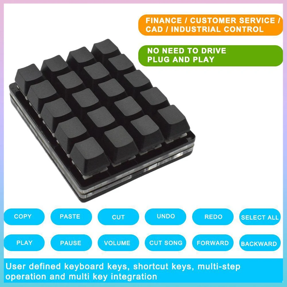 Black 24 key Keypad Mechanical Keyboard Custom Shortcut Keys Programmable Hardware Macro Auto