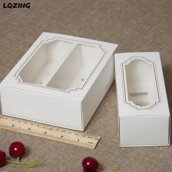 

5/10 grain Macaroon Box Transparent Packaging Box,European Carton Box Clear Window Chocolate Box Baking Packaging Box 20pcs/lot