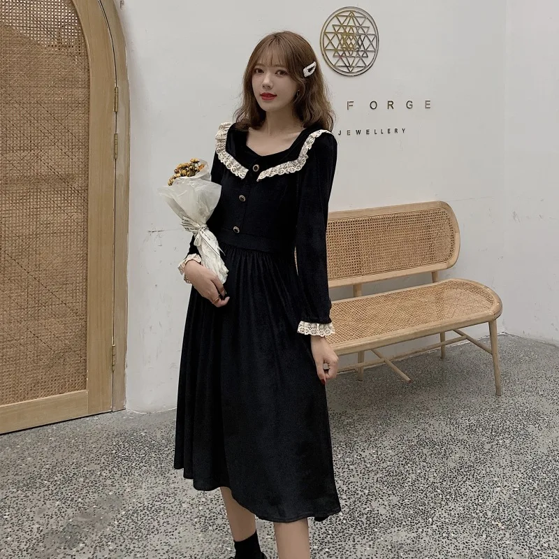 

Europe And America 2020 Spring New Style Gold Velvet Dress Women's Elegant Waist Hugging Slimming Skirt WOMEN'S Dress Fashion