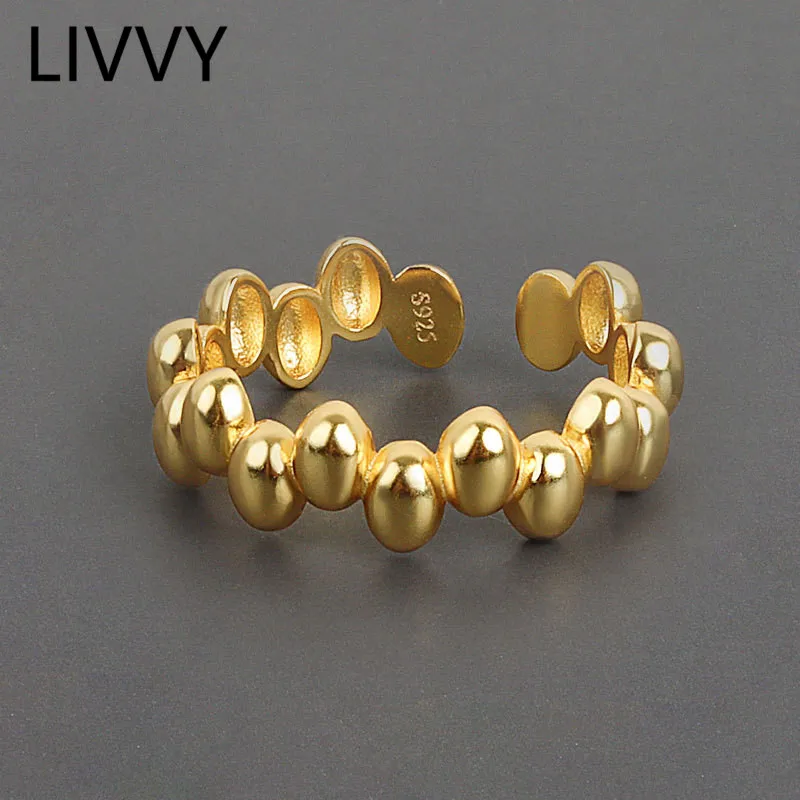 Silver Ring Irregular Geometric Dots For Women Fashion Unique Design Handmade Jewelry Gift
