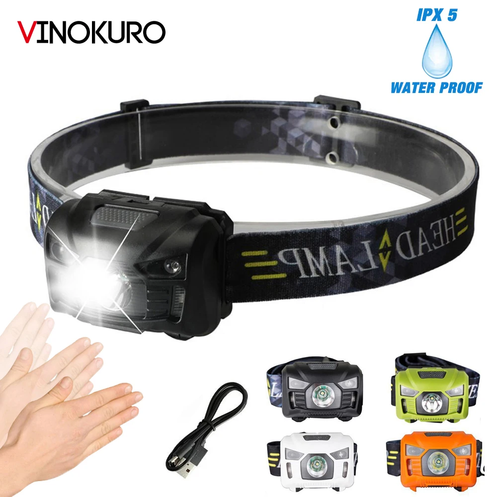 

Mini XPE+COB LED Headlight Headlamp Head Lamp Flashlight USB Rechargeable 6 modes Camping Hiking Night Fishing Light