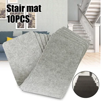 

10pcs Stair Tread Carpet Mat Self Adhesive Non-Slip Washable Step Staircase Mat Pad FAS6