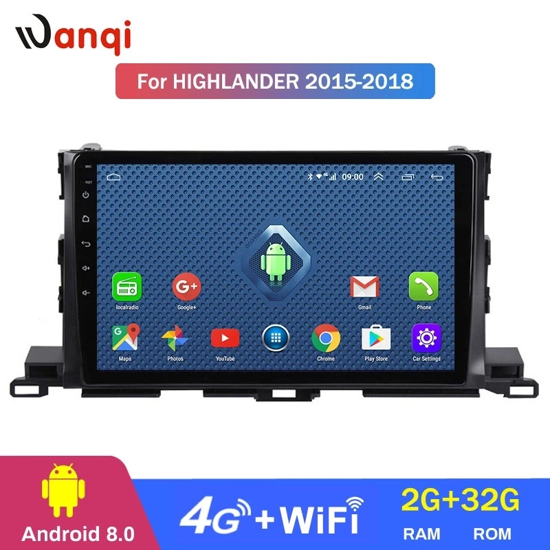 4G Lte All Netcom Android 8 0 автомобильный DVD-плеер для Toyota highlander 2015-2018 GPS-навигация с