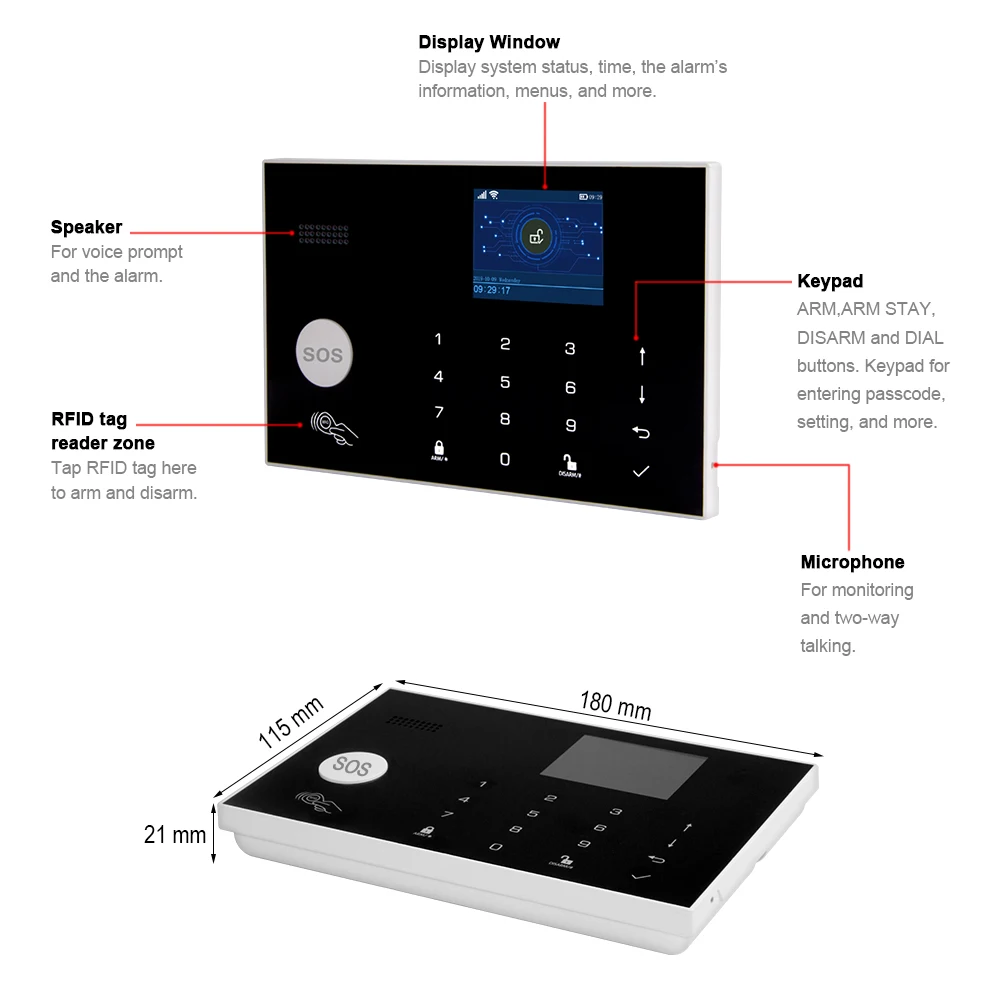 Awaywar Tuya 433MHz Wireless WIFI GSM RFID Security Alarm System kit APP Remote Control Burglar Smart Home PIR Door Detector Awaywar Tuya 433MHz Wireless WIFI GSM RFID Security Alarm System kit APP Remote Control Burglar Smart Home PIR Door Detector