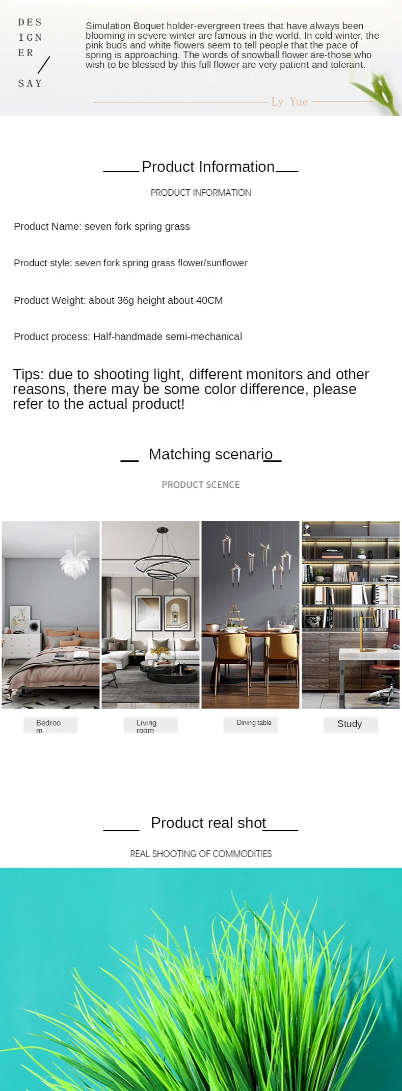 Simulation Green Plants,40cm7 ForksSpring Grass, Indoor and Outdoor Home Garden Decoration,Wedding Venue Layout Green Road Guide Simulation Green Plants,40cm7 ForksSpring Grass, Indoor and Outdoor Home Garden Decoration,Wedding Venue Layout Green Road Guide