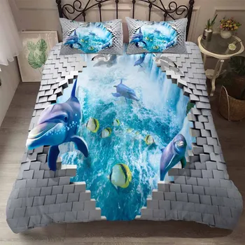

Sea Animal Shark Brick Wall Bedding Set Doona Bedroom Decor Quilt Cover Comforter Cover 1PC Duvet Cover Pillowcase Dropship