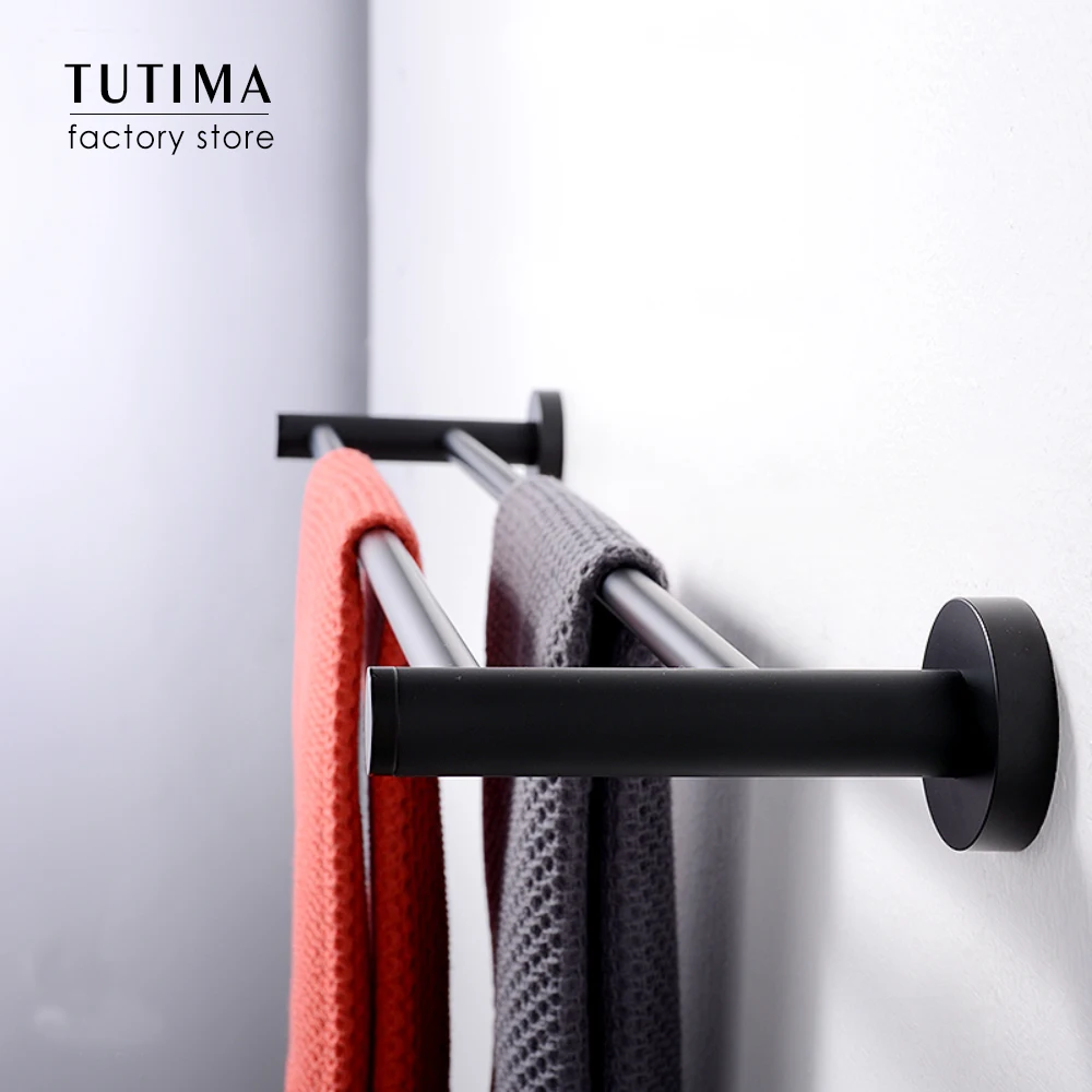 Tutima SUS 304 Stainless Steel Bathroom Hardware Set Black Matte Paper Holder Toothbrush Holder Towel Bar Bathroom Accessories